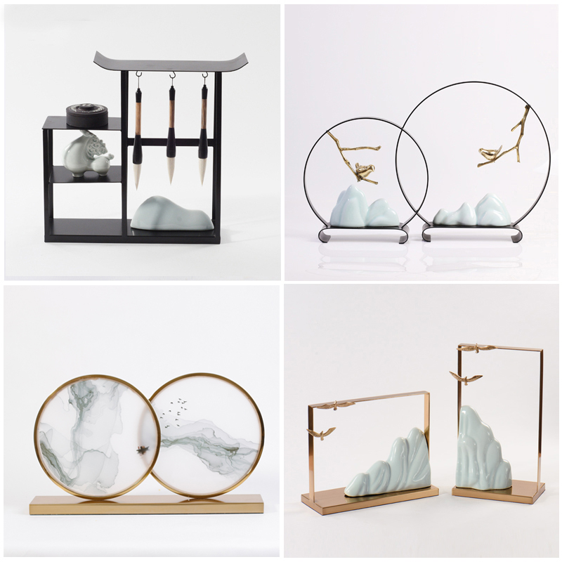 新中式创意客厅家居配饰软装办公室工艺品现代玄关摆件