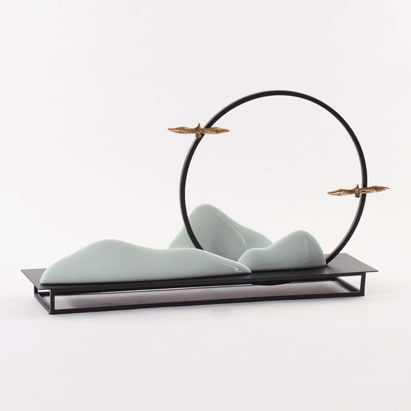 新中式家居办公室轻奢售楼处摆设玄关摆件书房样板摆件