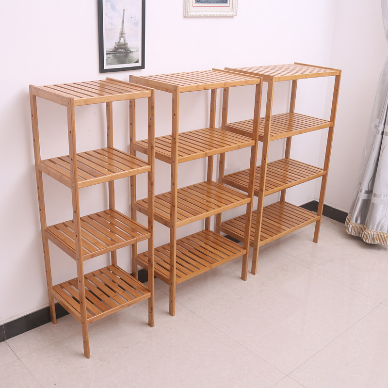 楠竹角落四方架子墙角置物浴室实木搁板