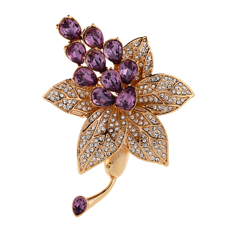 法国eternelle奥地利水晶气质胸花欧美风复古优雅花型胸针