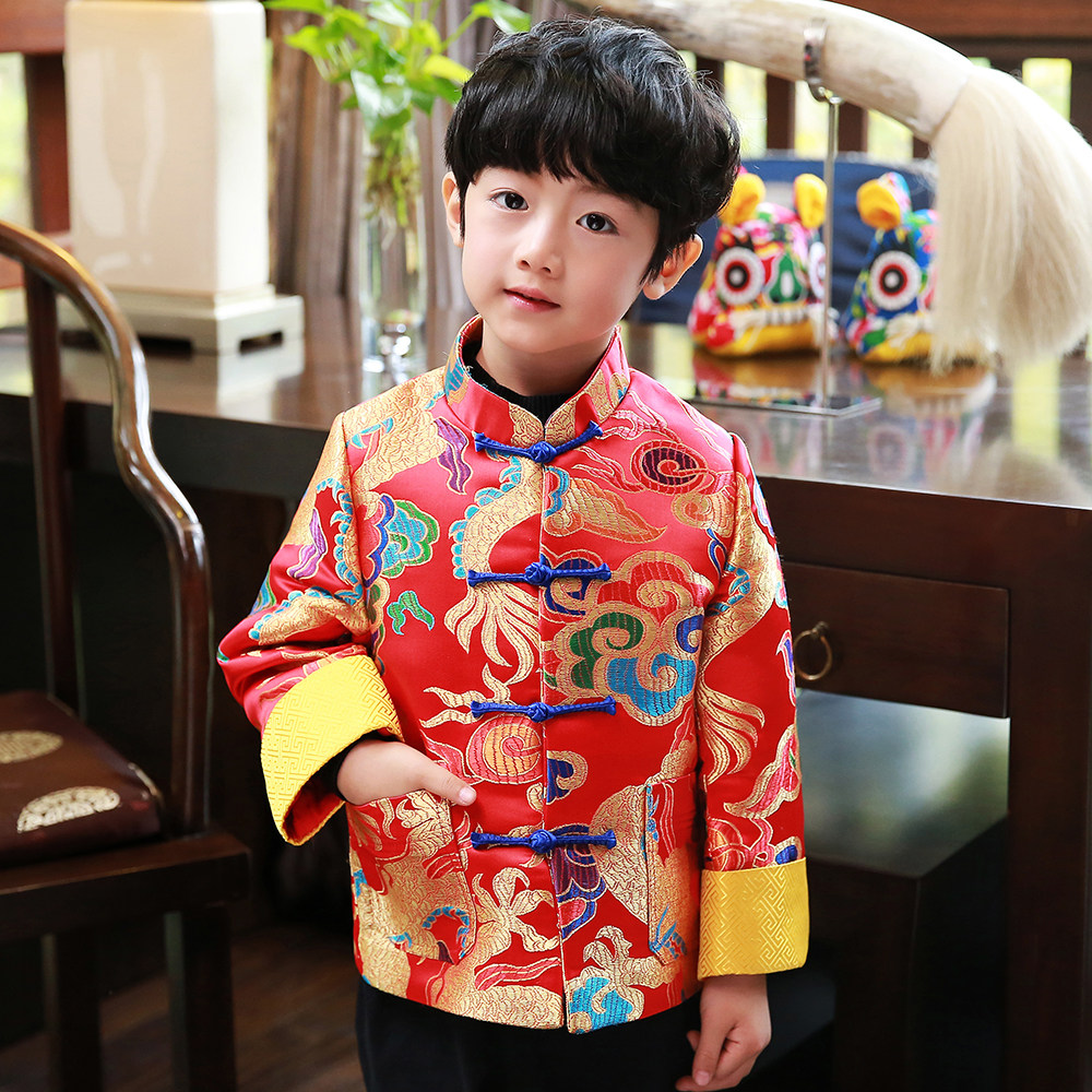 儿童拜年周岁礼周岁中大装小服装新年演出服唐装唐装