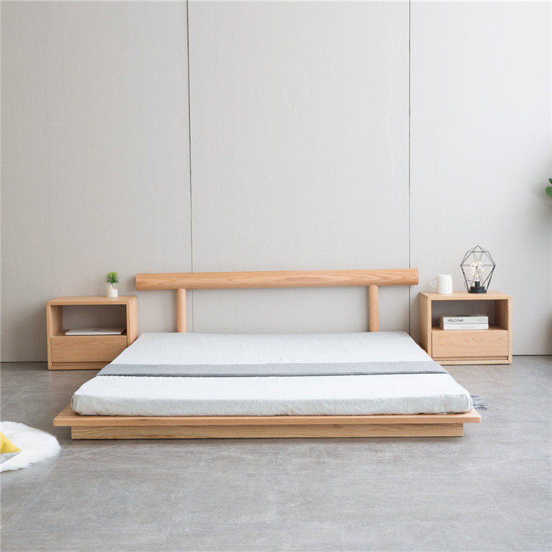 实木双人人大北欧日式榻榻米民宿橡木木床胡桃实木床
