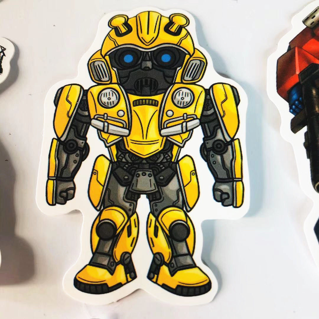 新款变形金刚机器人动漫行李箱手机钓箱防水电动汽车路亚手机贴纸