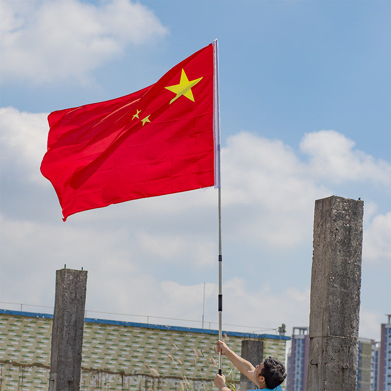 旗杆不锈钢国旗伸缩户外手持广告红旗手摇3米旗帜