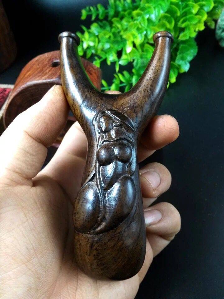 弹弓沉香香木木质实木雕刻御龙扁皮美女女神木雕