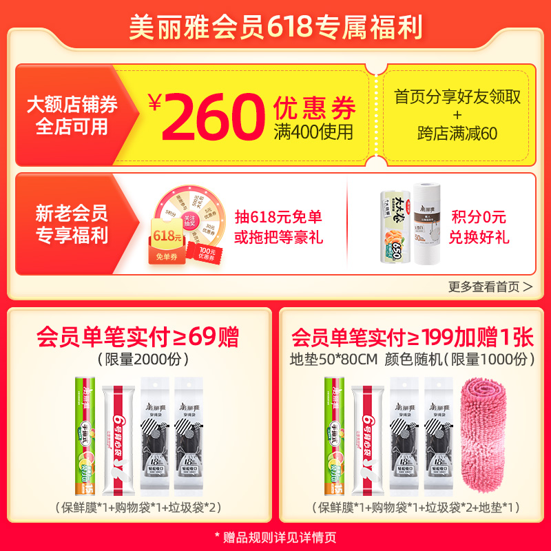 美丽雅一次性保鲜膜耐高温食品级家用经济装食品专用点断式手撕膜 - 图0