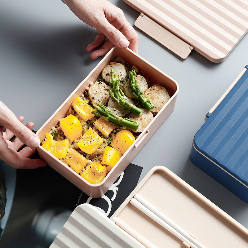 ins学生饭盒少女心上上班族三明治便当长方形装可饭盒