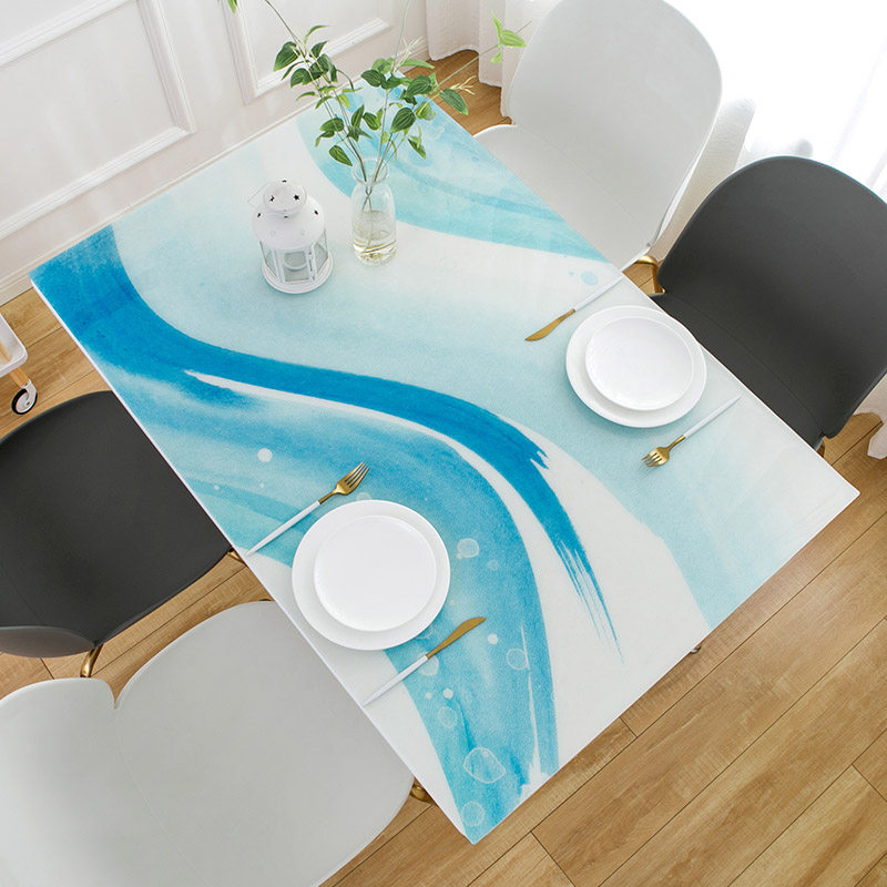 餐桌水彩桌布防水防油免洗pvc北欧塑料茶几桌布