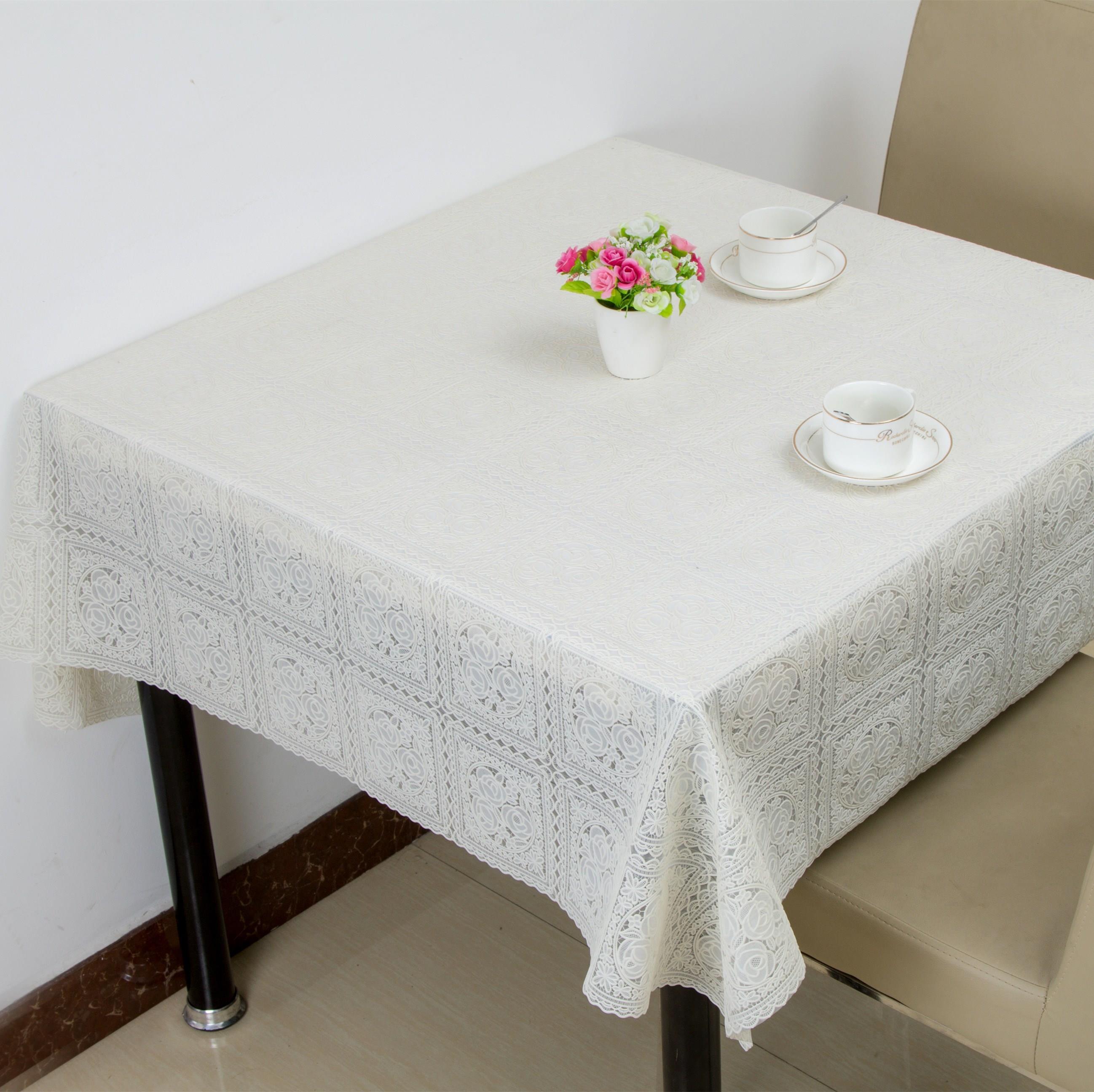 新款防水防烫防油免洗正方形四方八仙台布蕾丝桌布