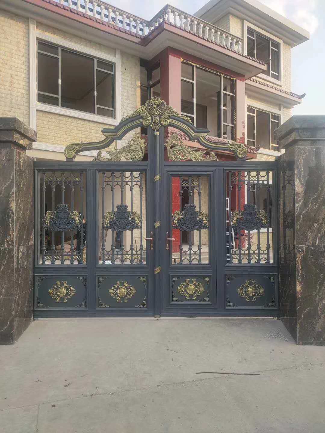 铝艺大门别墅庭院豪华铝合金乡村围墙双开门平移门院坝门围栏护栏