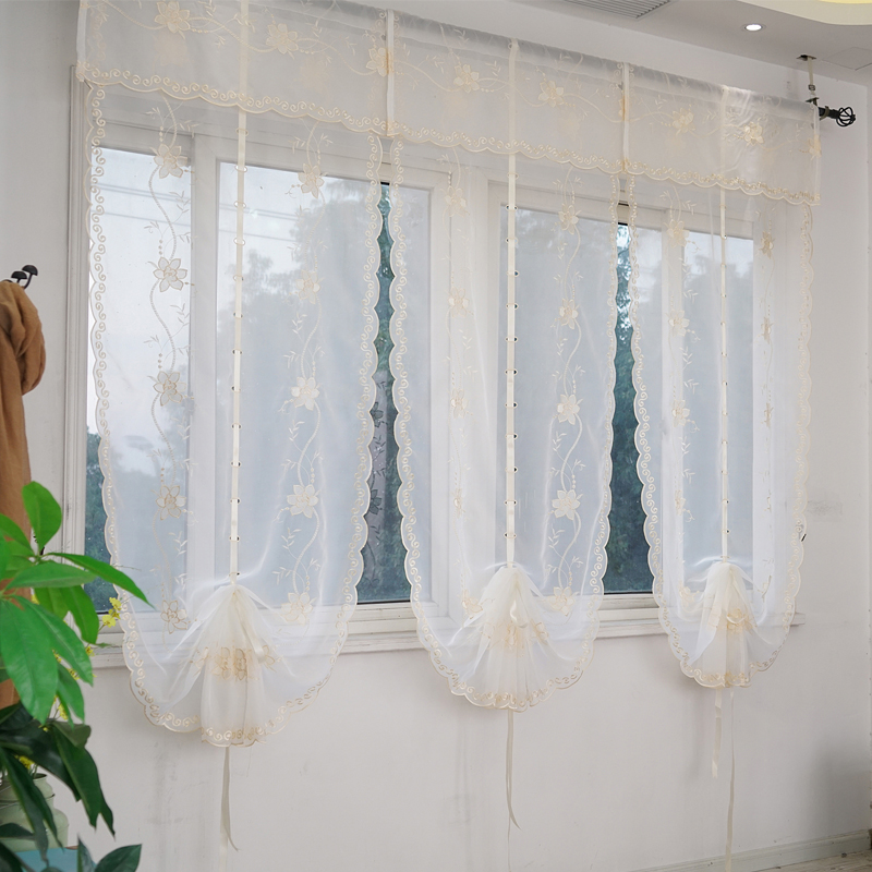 窗帘欧式罗马帘提拉气球扇形升降隔断卧室纱帘定制窗帘