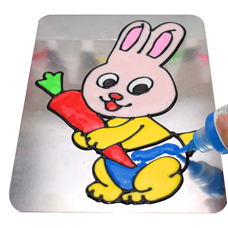 儿童免烤胶画烤画油膏颜料涂色填色手工diy沙画