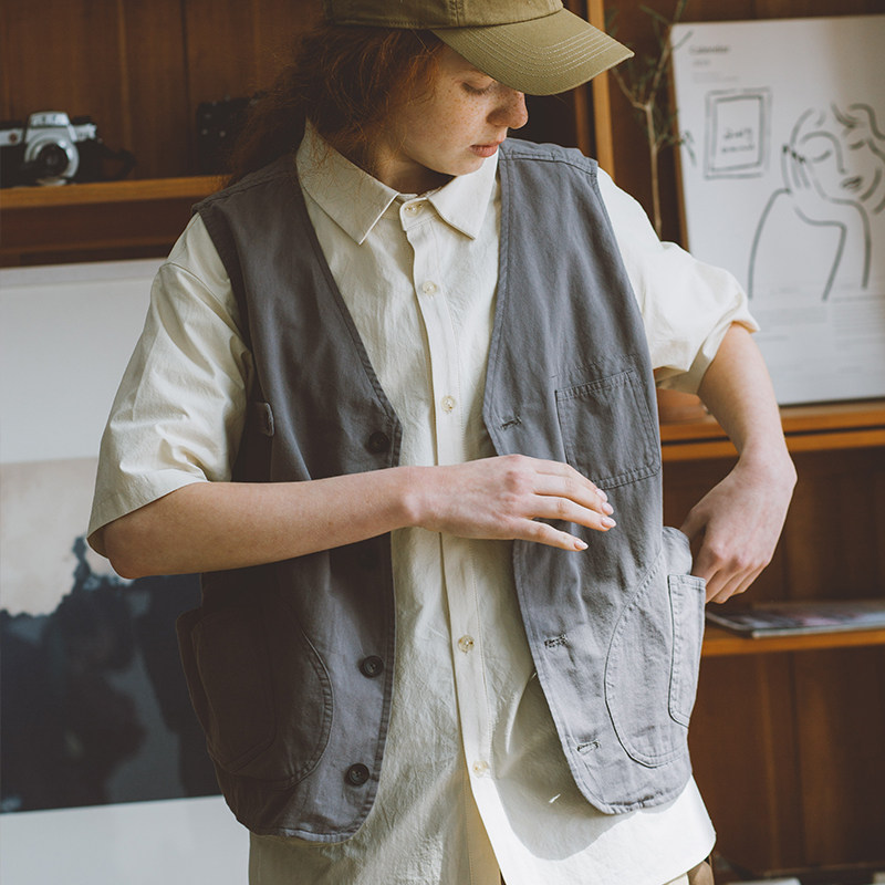 白鲸公园秋季日式马甲复古百搭薄款马夹