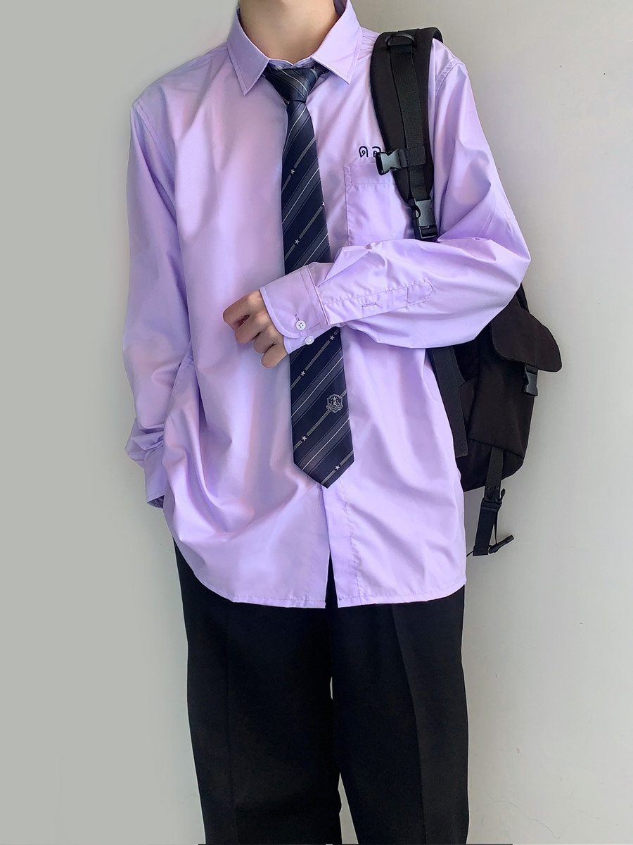 木村学生衬衫制服jk学院淡紫色校服泰式泰国学生校服