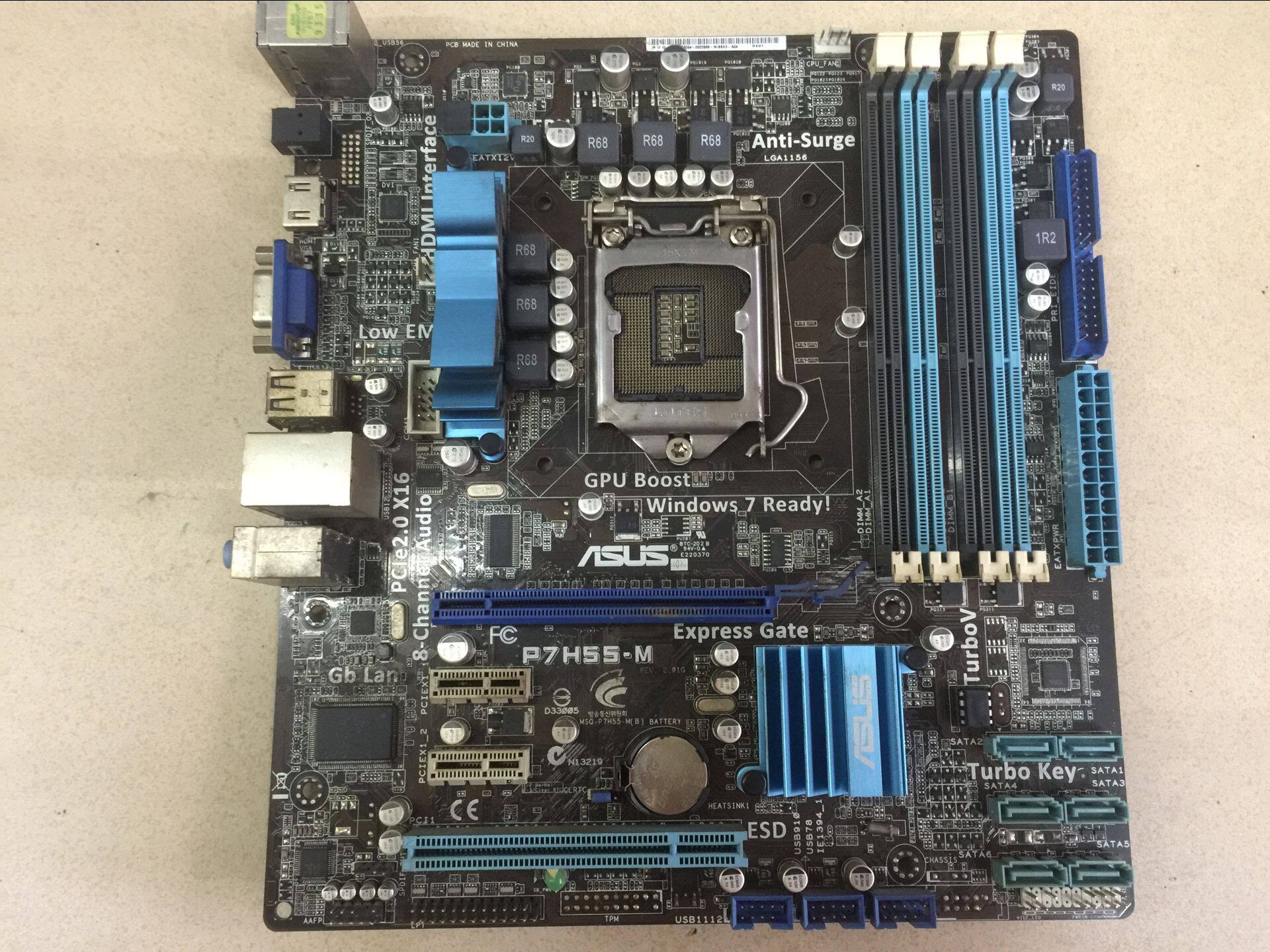 华硕p7h55-mh551156主板ddr34个内存插糟hdmi主板