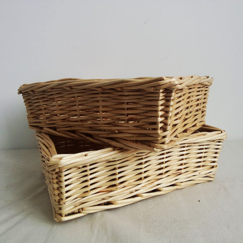 笔记本不漏水柳条收纳筐多肉花盆零食水果手工编织篮储物盒桌面