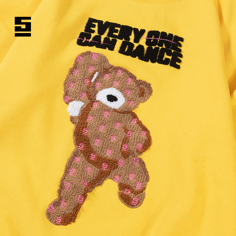 sinostage圆领卫衣男女通用charmingbear植绒刺绣加绒运动卫衣