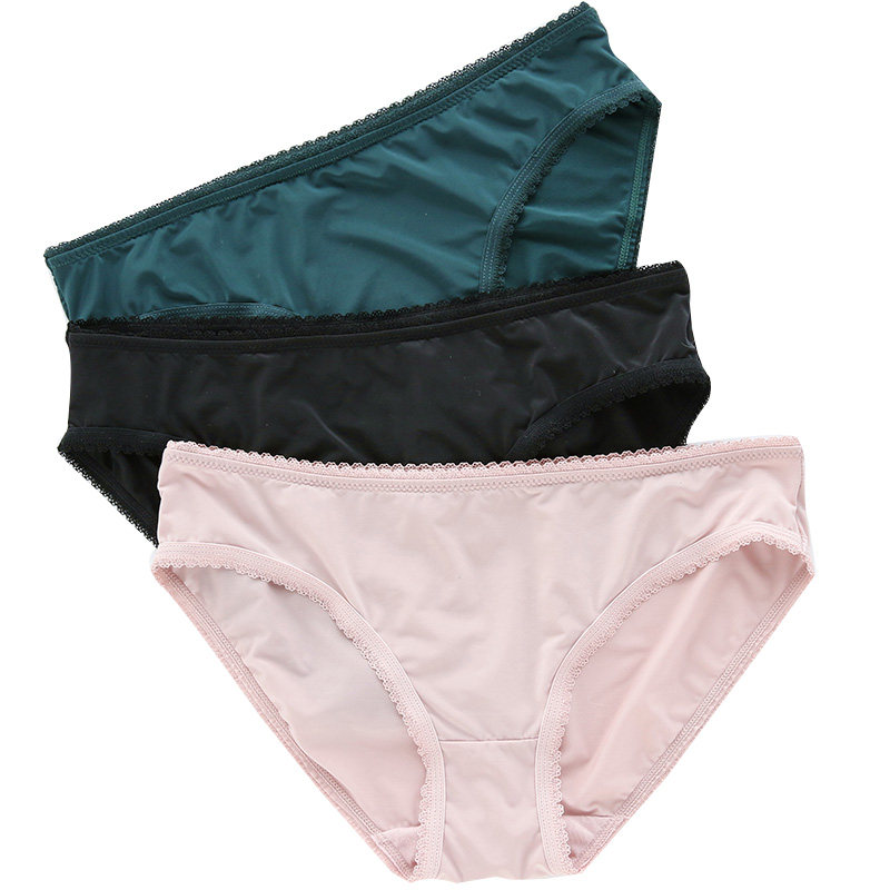 as正品冰丝无痕内裤女士蕾丝丝边纯棉裆部女三角裤