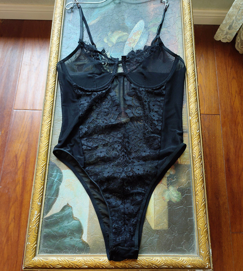 艾塔丽丝欧美新品女士半透网纱蕾丝性感连体衣塑身连体衣