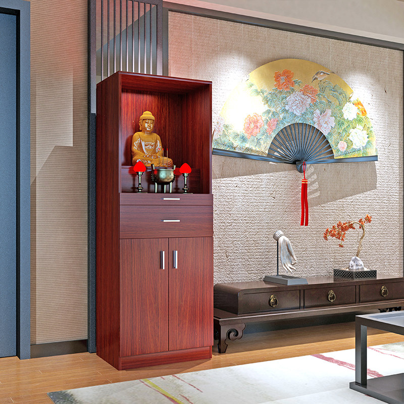 佛龛实木菩萨供奉家用财神佛像客厅办公定制佛柜