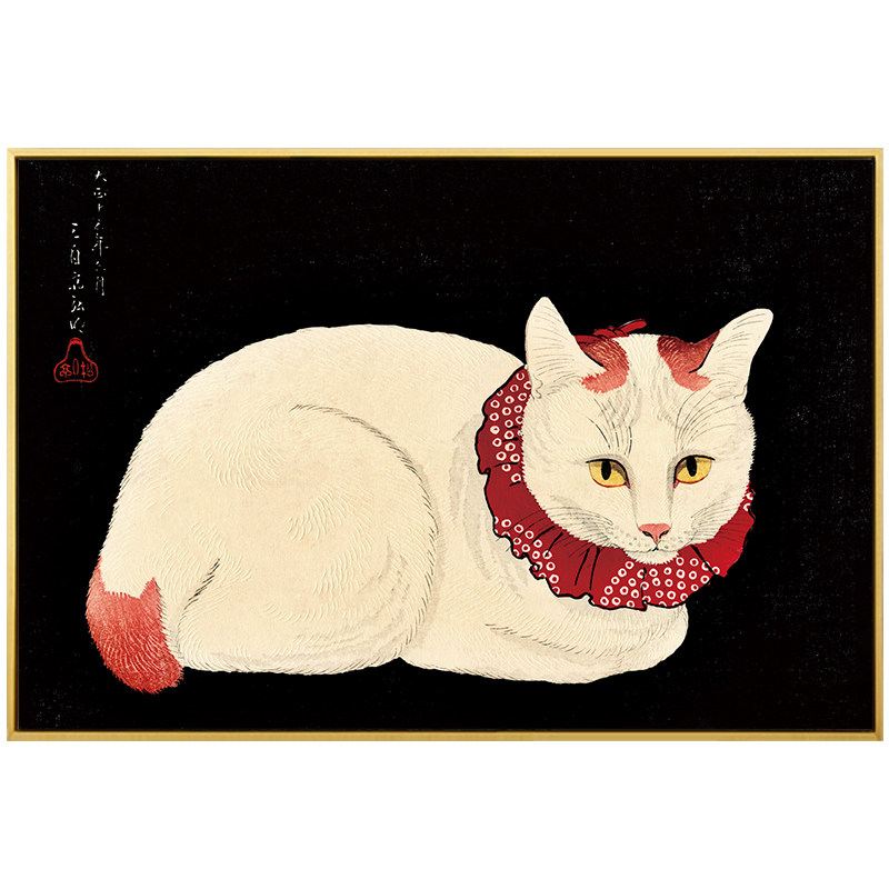 和风萌宠猫咪现代客厅极简装饰画日式餐厅壁画现代装饰画