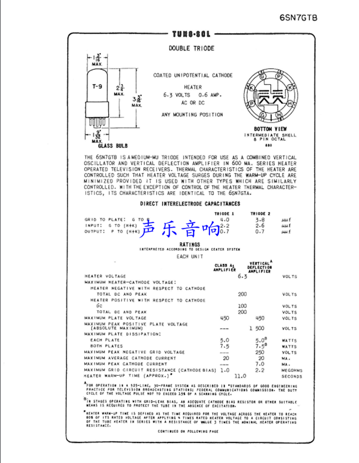 全新原装俄罗斯天梭tung-sol6sn7电子管直代6n8p6h8电子管
