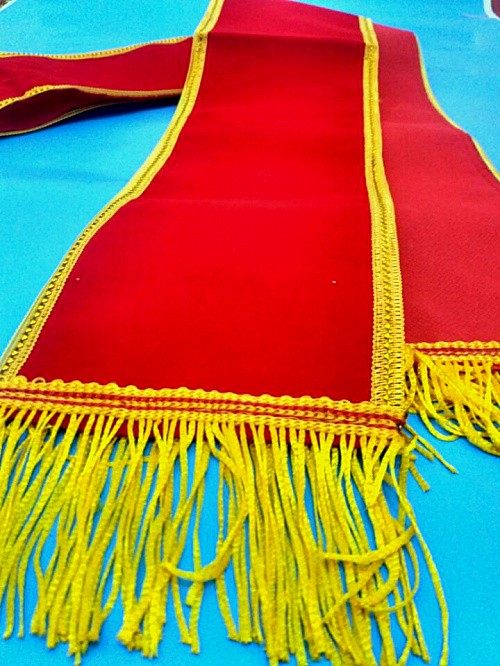 黄绶带可加工礼仪绶带贡缎绸缎50条装植绒红色空白旗帜