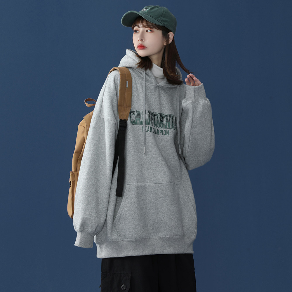 ootd连帽卫衣女韩版宽松2021新款春装学生简约卫衣