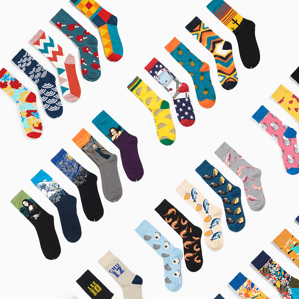 袜子男中筒袜潮男复古日系街头滑板运动袜男士长筒原宿欧美男人袜