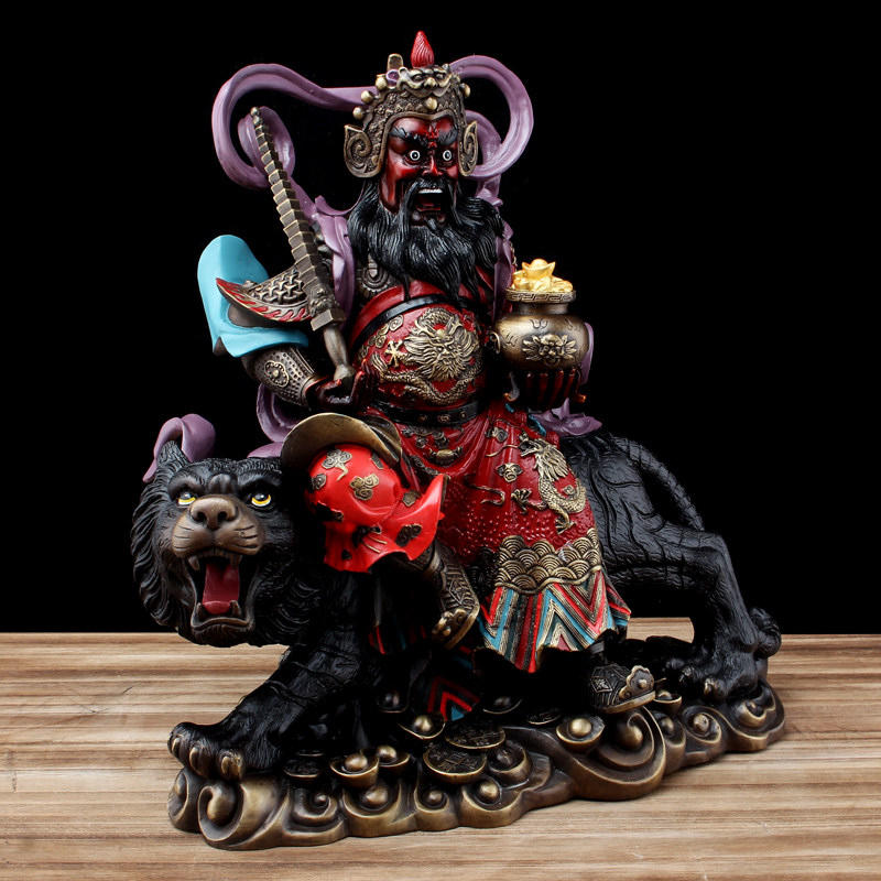 纯铜财神招财财神爷黑脸元帅像赵骑虎摆件