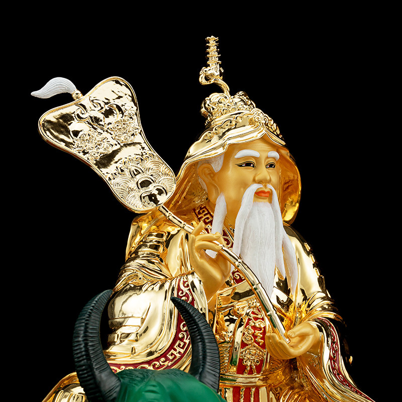 纯铜鎏金太上老君神像坐骑道德天尊道教三清摆件