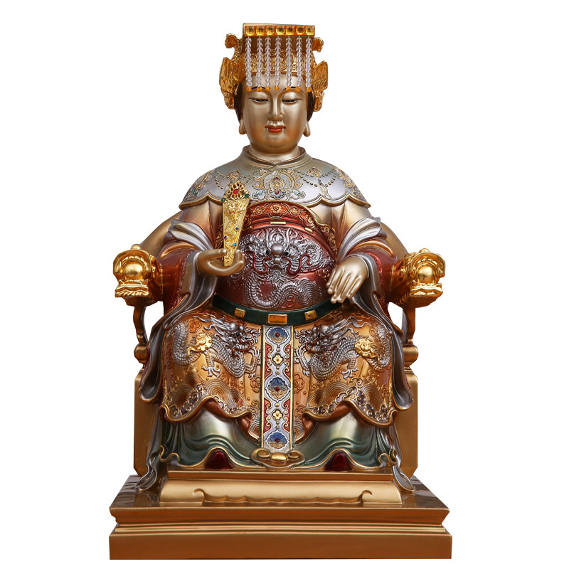纯铜彩绘妈祖娘娘神像湄洲天上圣母龙母海神摆件
