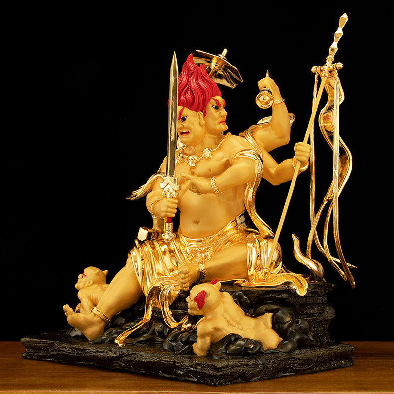 纯铜鎏金瘟神神像五瘟使者之祖吕岳铜像瘟癀装饰摆件