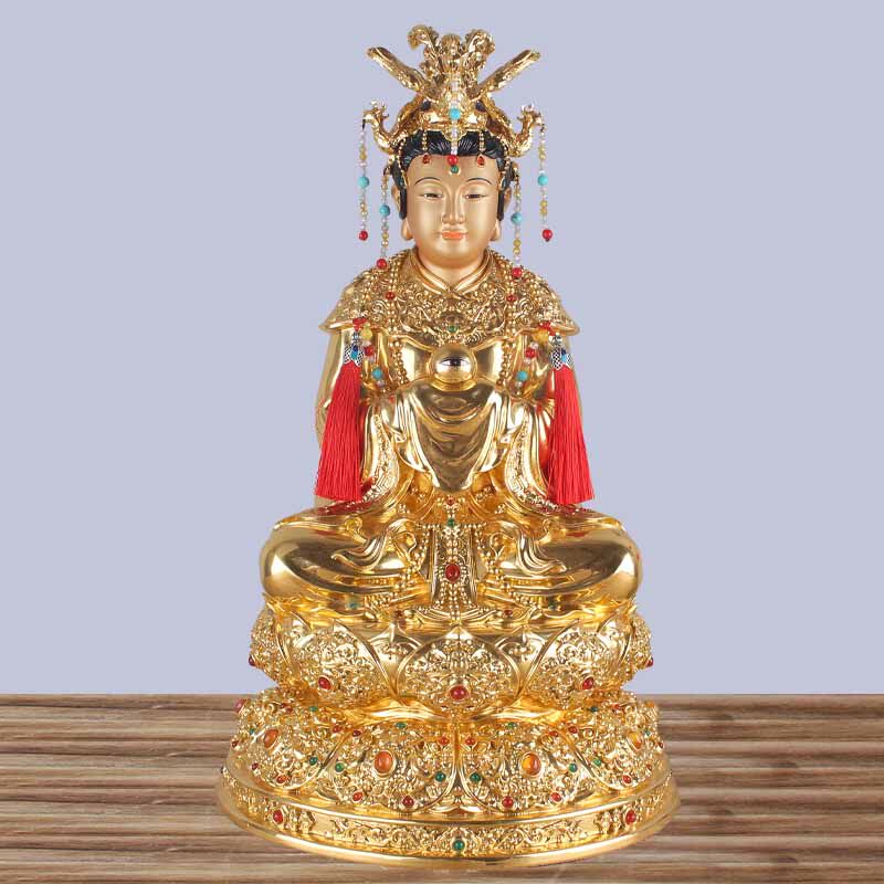 眼光娘娘纯铜贴金奶奶观音佛像观世音菩萨风水装饰摆件