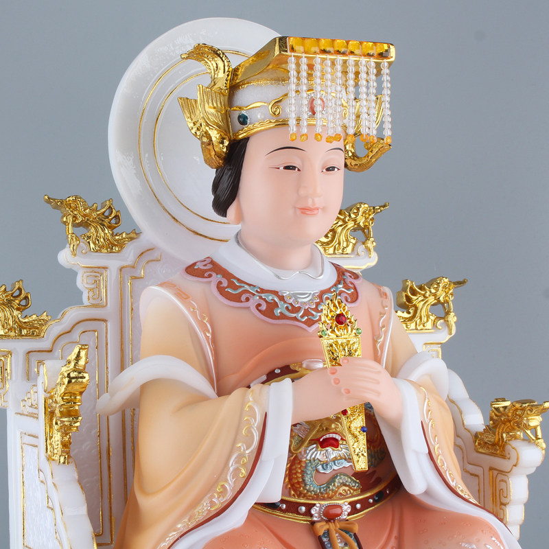 娘娘妈祖神像汉白玉彩绘天上圣母天后湄洲海神摆件