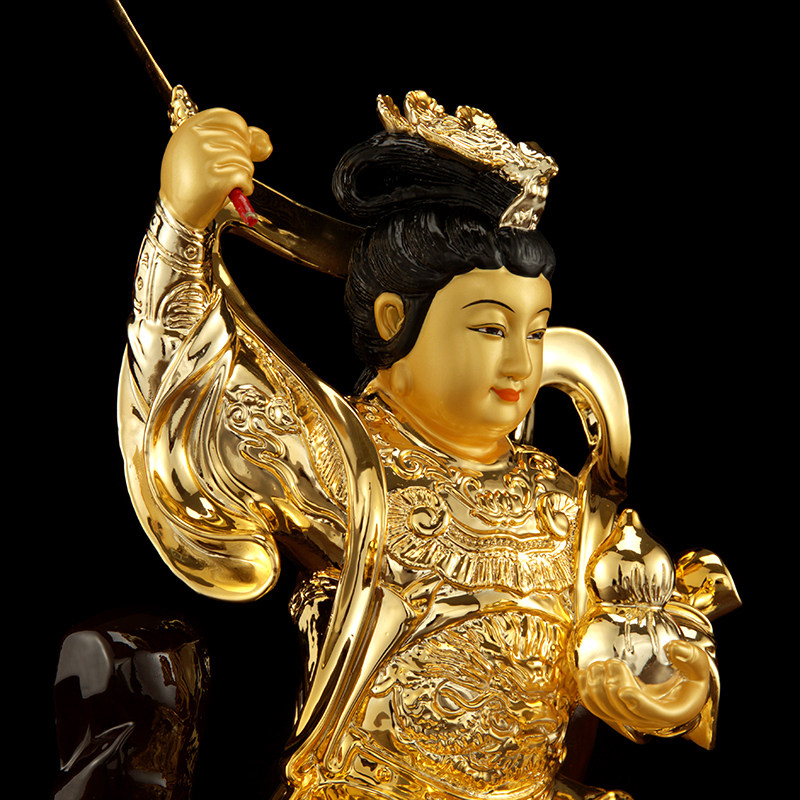 九天玄女娘娘神像台湾纯铜鎏金道教开光九天玄母铜像家居摆件供奉