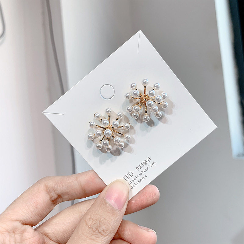 新款纯银巴洛克珍珠耳环小众thegreenparty耳饰夸张银饰耳钉