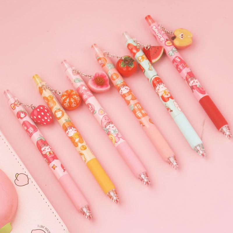创意可爱水果中性笔网红闺蜜吊坠少女心高颜值中性笔