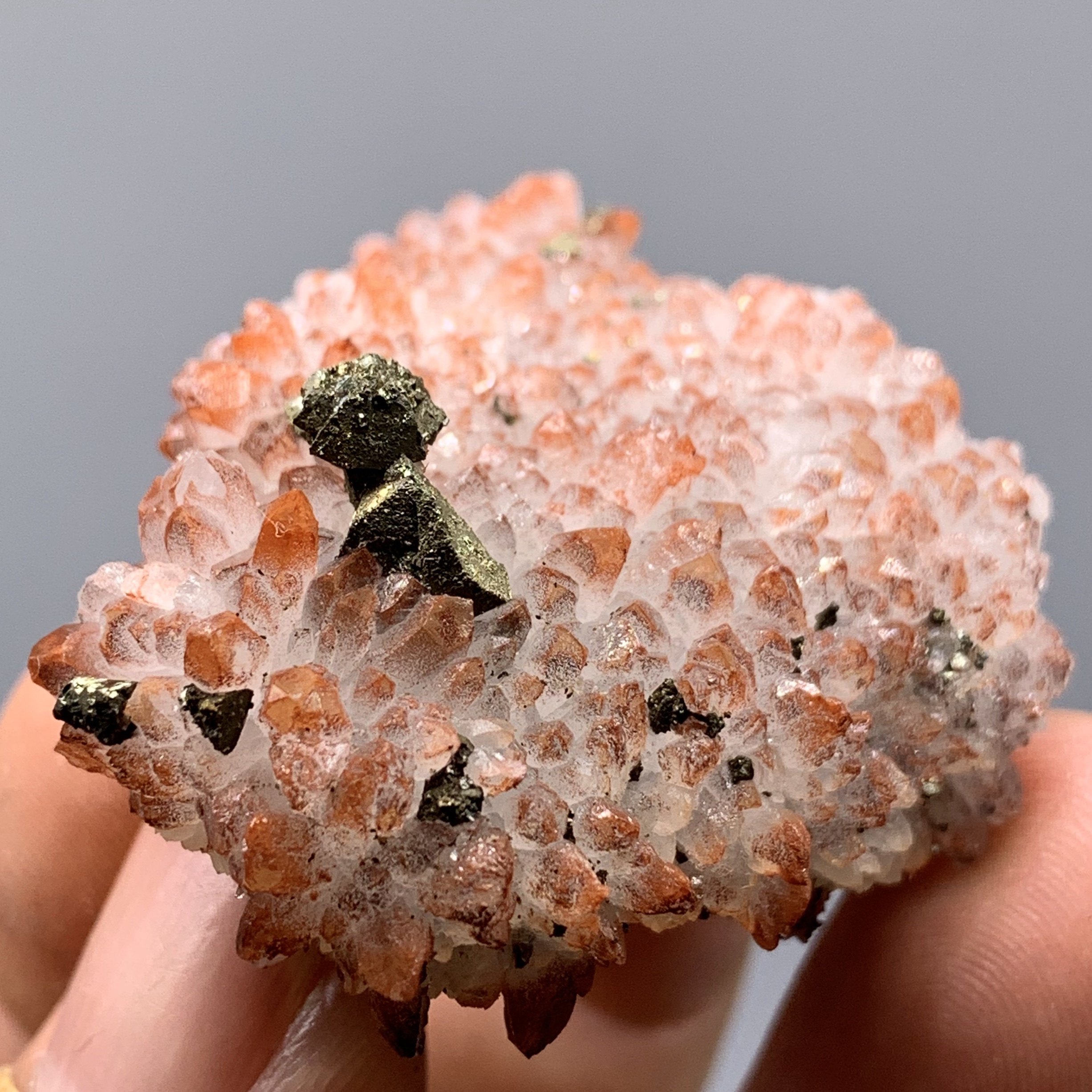 江西红水晶黄铜矿天然矿物晶体教学标本矿石原石摆件