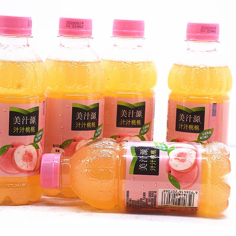 美汁源汁汁桃饮料300ml6瓶桃汁果味果汁饮料迷你果味