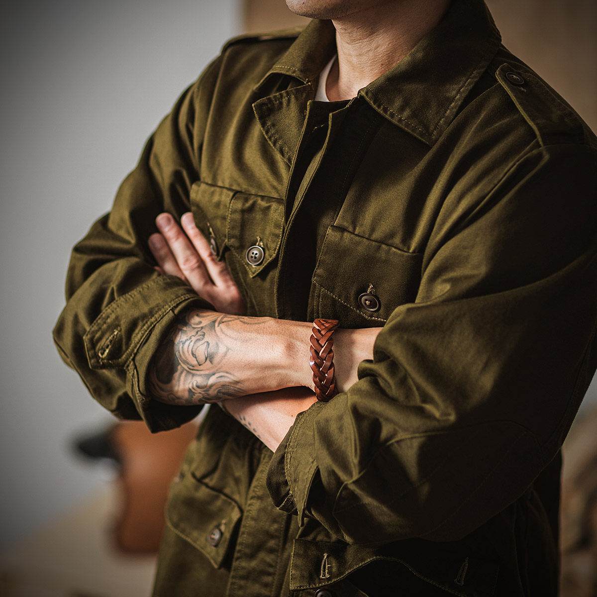 夹克硬朗复古美式口袋多口外套二战军事m43夹克