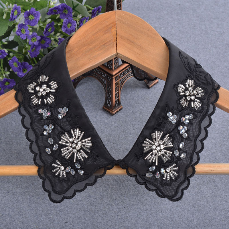 领子韩版女衬百搭领花diy服饰配件花边单领子钉珠假领