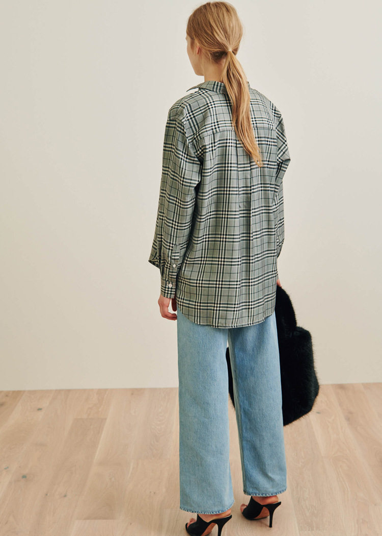 美国现货toteme春夏新款水洗浅蓝高腰直筒阔腿牛仔裤