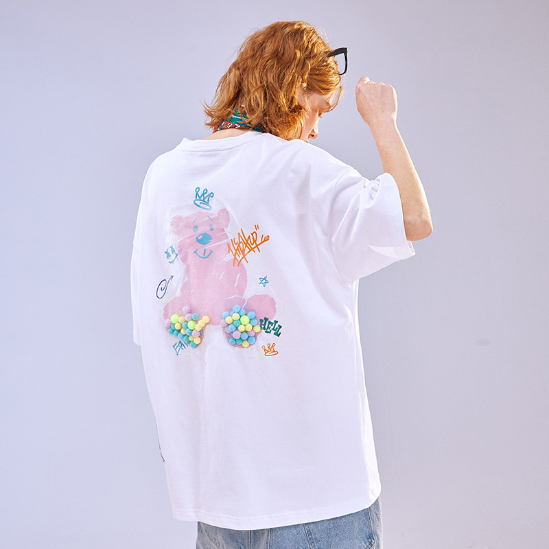 er-eraser彩色小熊情侣短袖夏季ins潮牌宽松半袖t恤