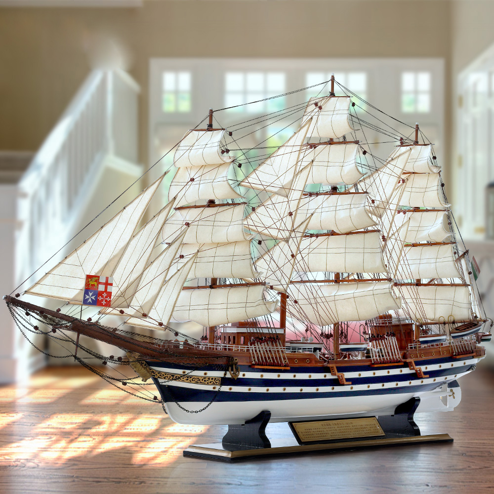 一帆风顺木质帆船模型摆件大型仿真真实木船拼装工艺船