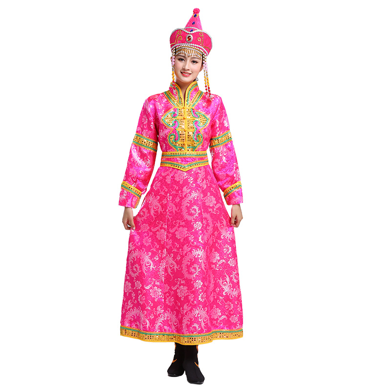蒙古蒙古族服装女长款长袍民族风女装舞蹈演出表演民族服装