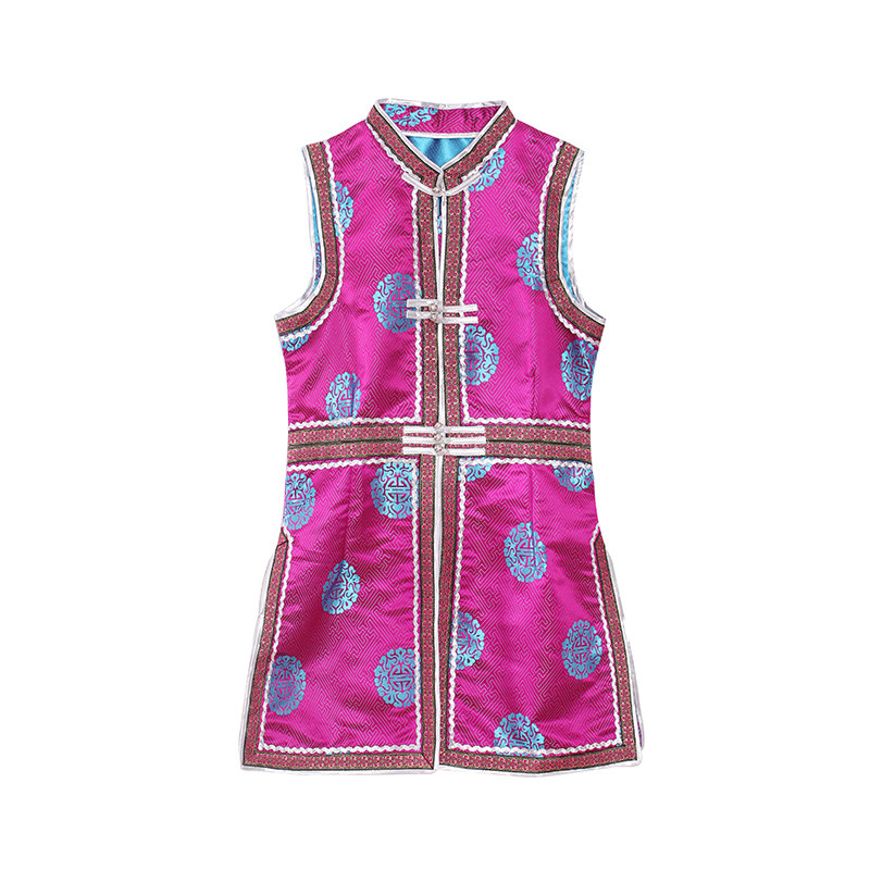 蒙古元素马甲女中长蒙古族日常生活装坎肩马夹舞台表演蒙古服装女