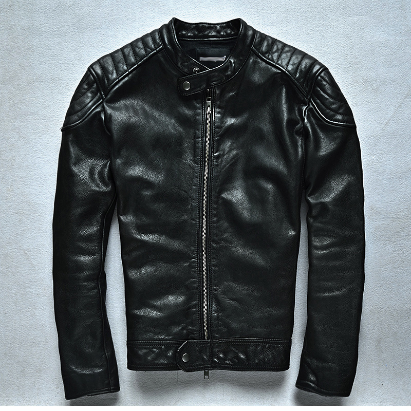 男士真皮皮衣新款立领进口头层牛皮皮夹克短款修身机车皮衣