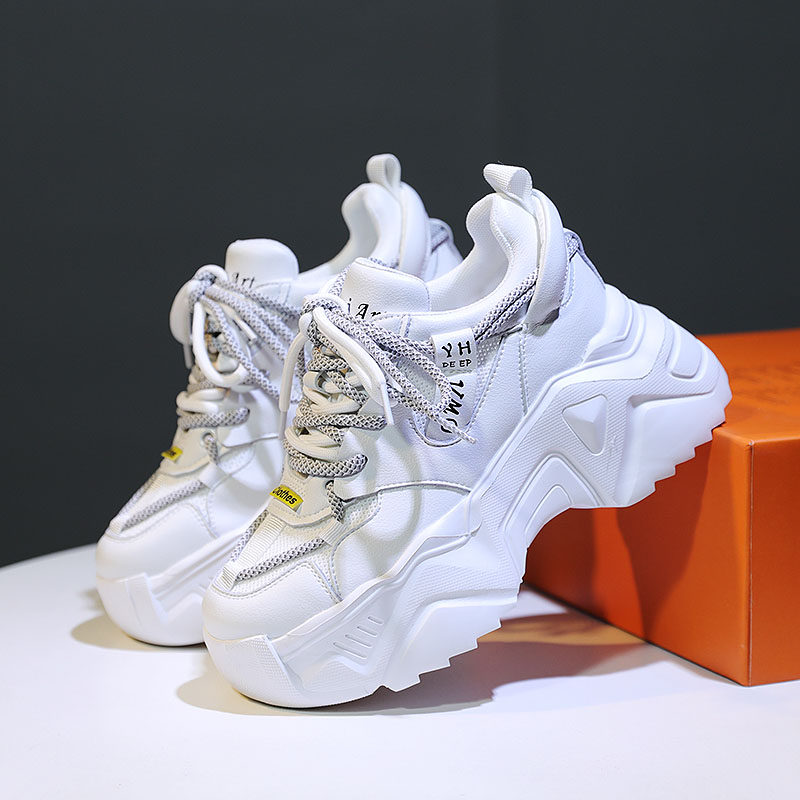 白色老爹鞋女2021夏季百搭厚底增高ins网红时尚休闲鞋