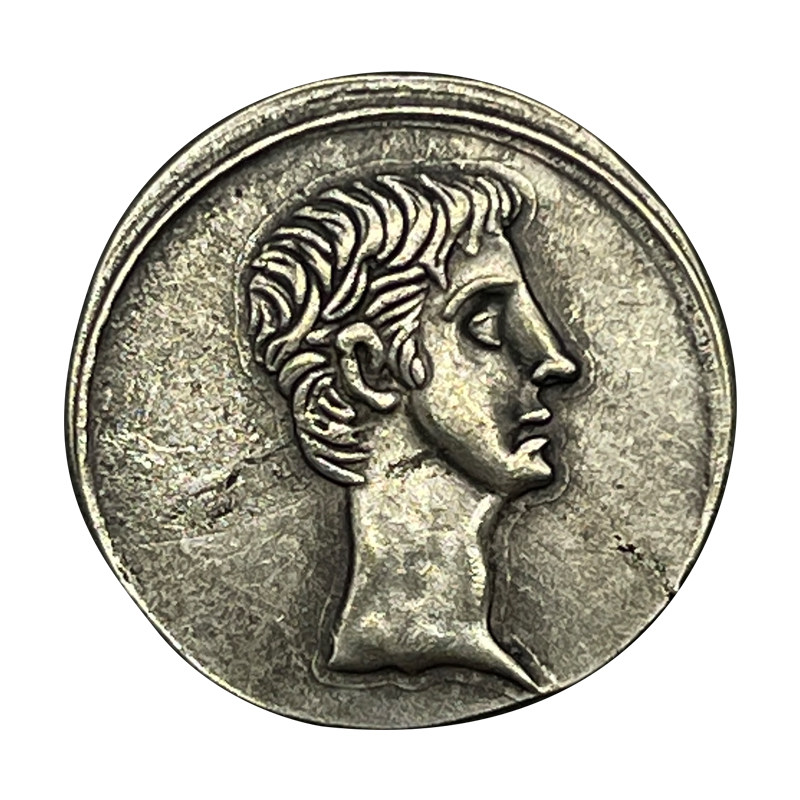 仿古罗马第纳尔银币镀银纪念币皇帝奥古斯屋大维盾牌摆件